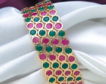 Set di braccialetti con rubini, smeraldi e zirconi cubici