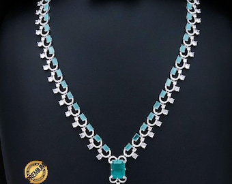 Nita ambani necklace design| indian bollywood wedding jewelry| american diamond statement necklace| ad mint/pink bridal jewelry|gift for her