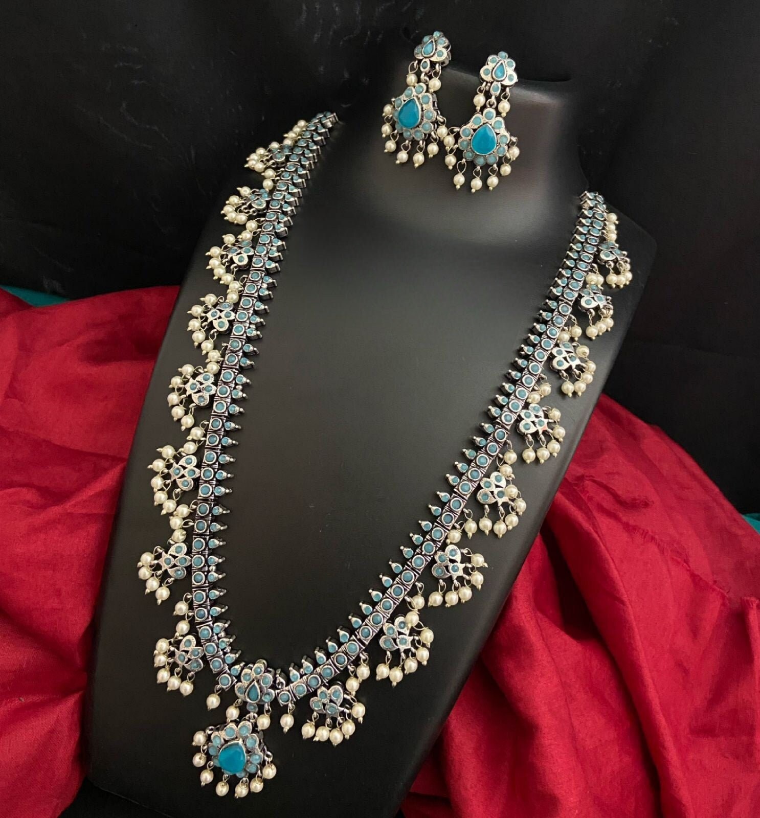 Oxidised silver store guttapusalu necklace online