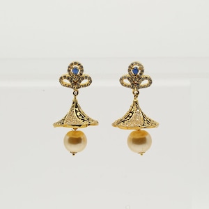 CZ Fashion Jewelry Ethnic Pearl Jhumka Earrings|American Diamond Clear CZ Fashion Jewelry|South Indian Earrings|Artificial Jewelry