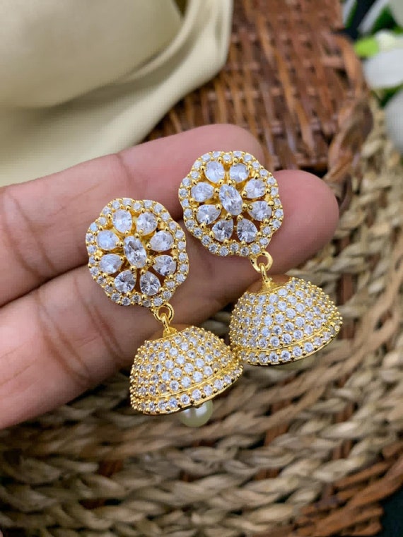 Flipkart.com - Buy PRIYANKA JEWELLERY diamond earrings peacock design gold  plated stylish new model Cubic Zirconia, Diamond Alloy Stud Earring Online  at Best Prices in India