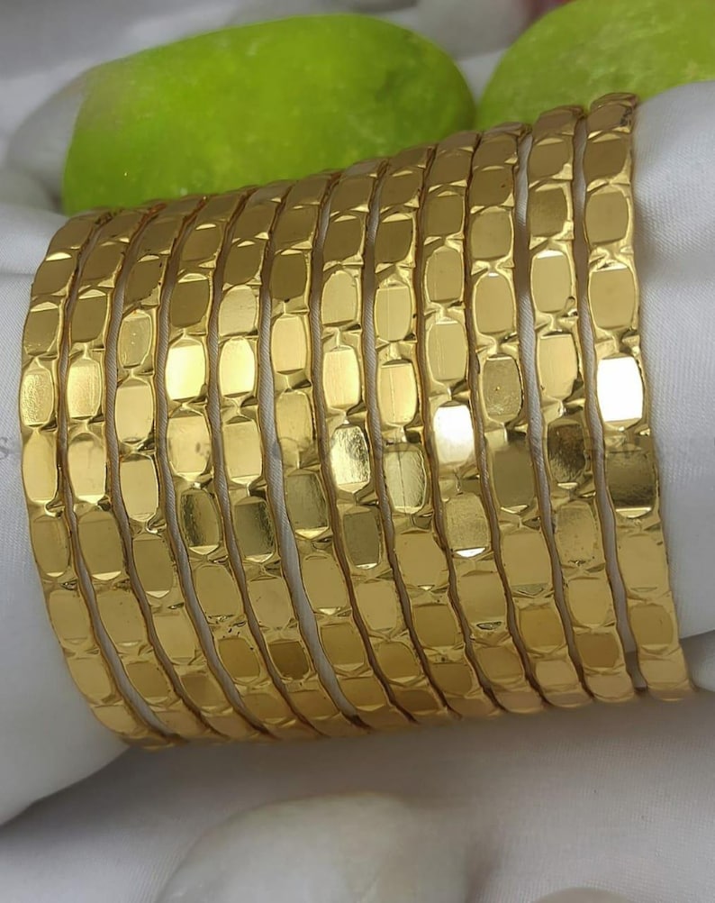 1 gram Gold-Plated Daily wear Bangle Bracelets set of 12|Traditional Indian Jewelry Wedding bangle set|Bollywood Ethnic Bangles Gift for her image 1