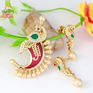 Gold plated Puligoru Pendant | American Diamond tiger claw pendant Designs | AD locket | cz pearl pendant | South Indian jewelry designs