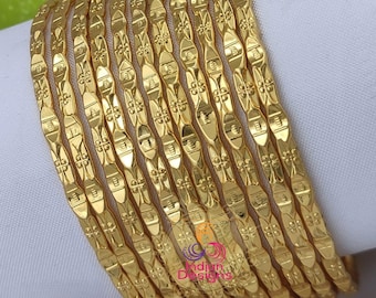Daily Wear Gold Plated Bangles| Traditional Indian Wedding Bangles| Set of 12 Bangles| Affordable Jewelry| Stackable Bangles| Gift for her