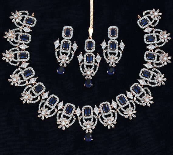 Cubic Zirconia Sapphire Statement Necklaces Jon Richard Sapphire - Main Image