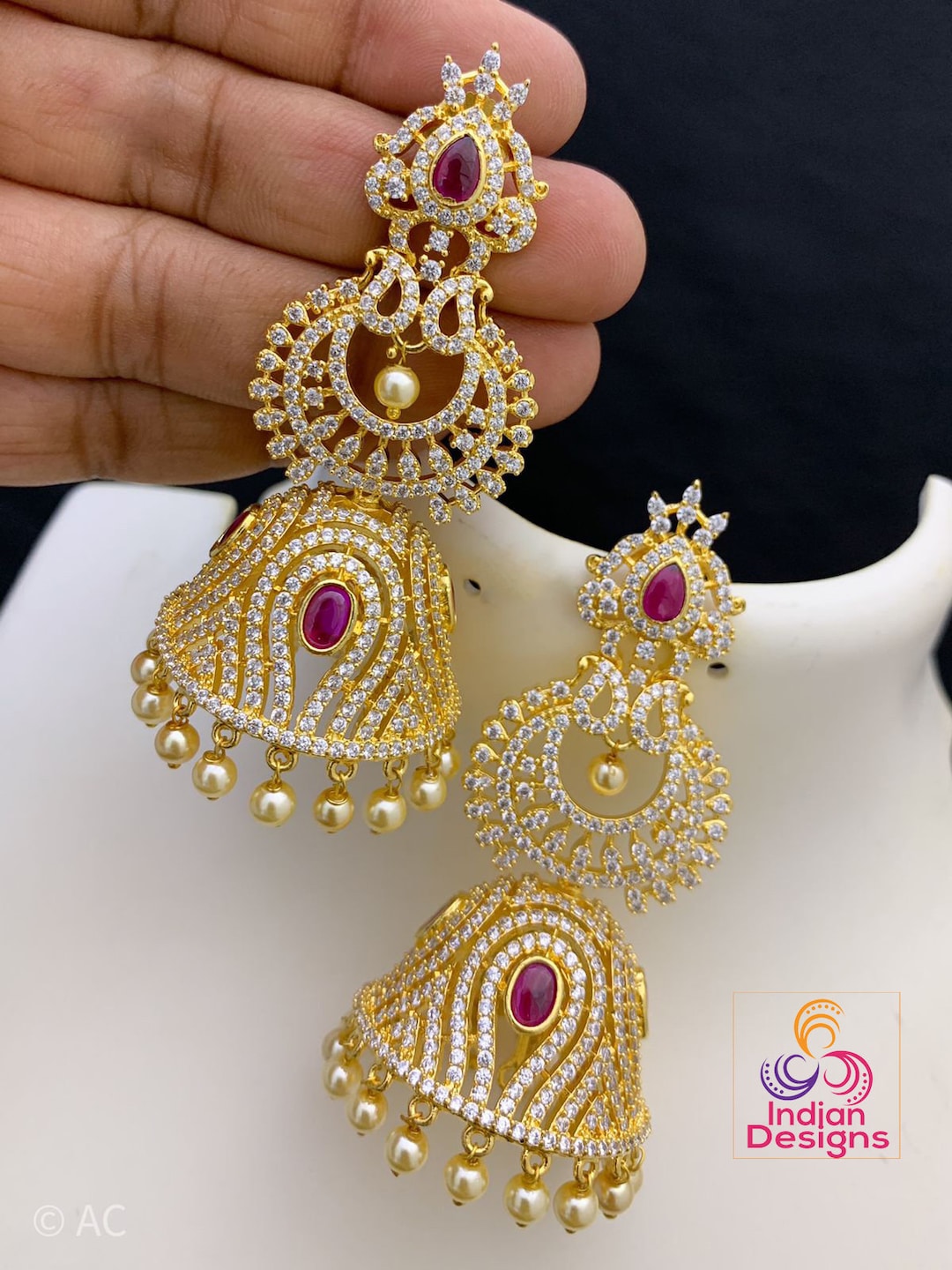 रोज गोल्ड पर्ल CZ earing आभूषण, वेडिंग CZ earring, ब्राइडल CZ अर्रिंग - चीन  ब्राइडल ज्वेलरी यह है वेडिंग ज्वेलरी कीमत