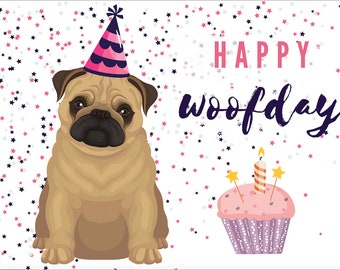Happy Wood Day Cupcake digitale verjaardagskaart - direct afdrukbare download