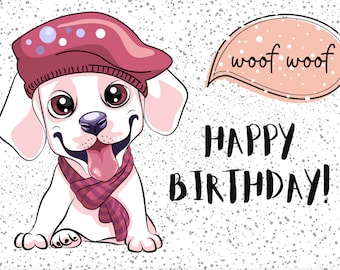 Happy Wood Day Cartoon Digitale Verjaardagskaart - Instant Afdrukbare Download