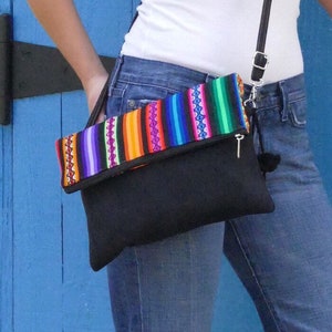 Authentische handgefertigte große Crossbody-Tasche aus Peru