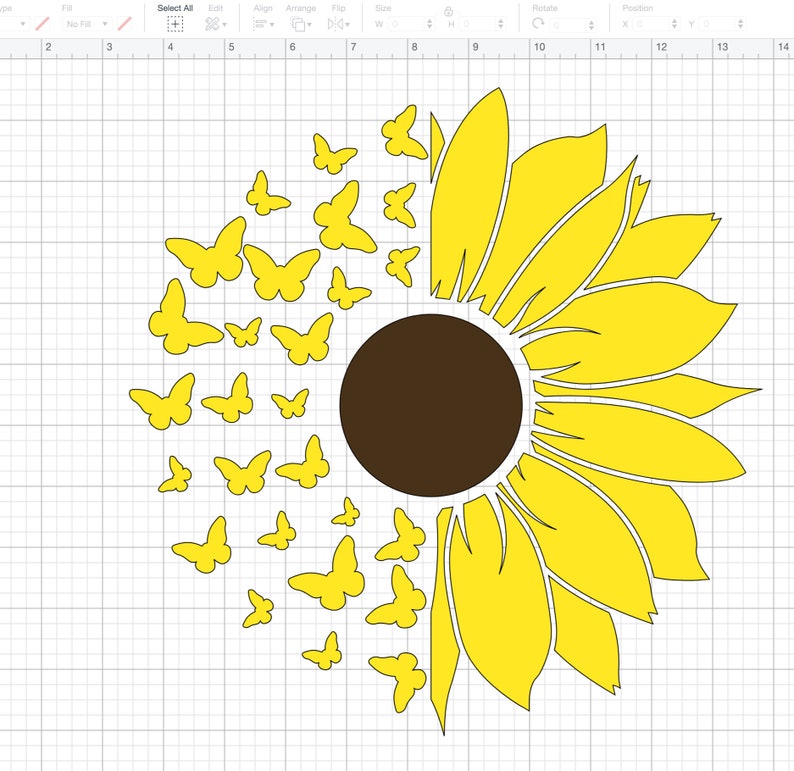 Download Sunflower with butterfly's SVG and clipart sunflower svg ...