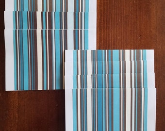 Chocolate Striped Card Set - 8 Handmade Cards with Envelopes