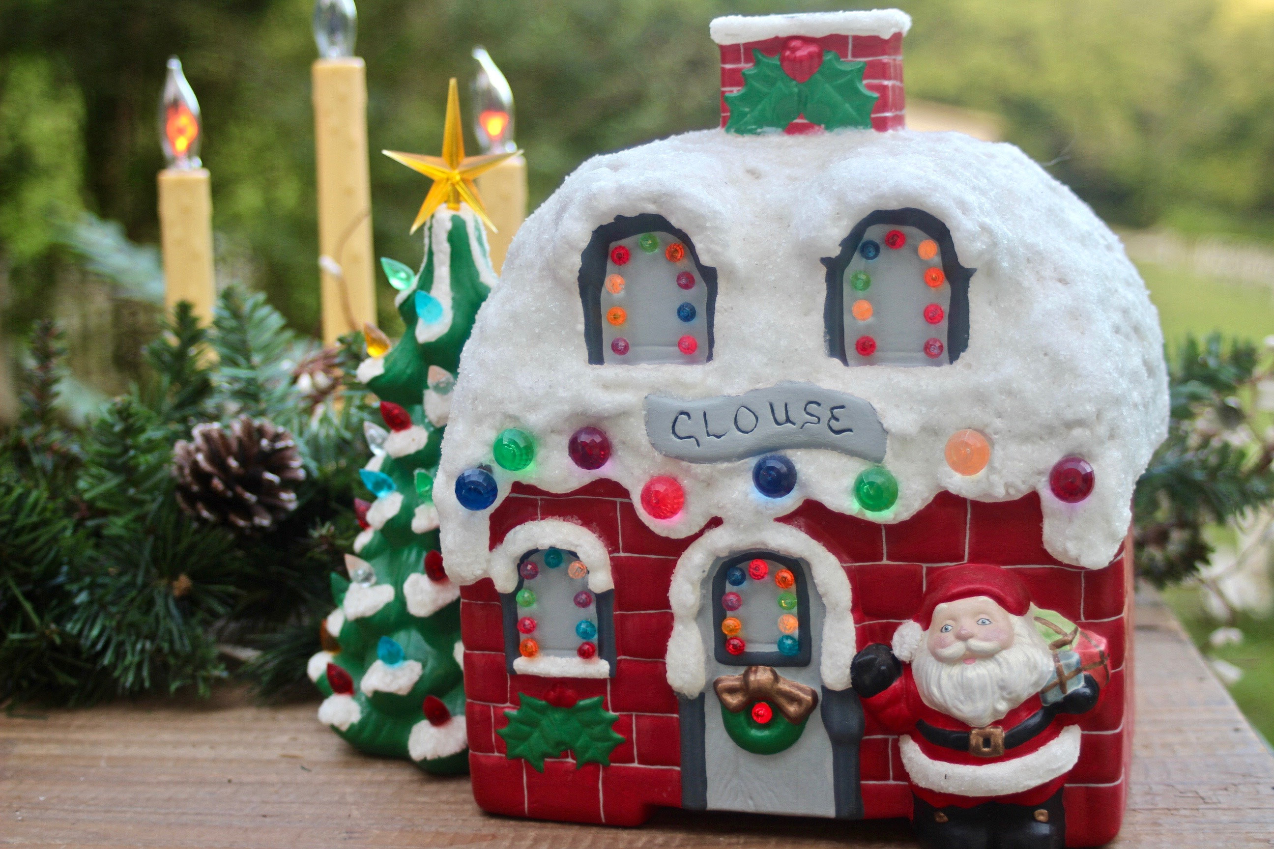【公式ショップ】 House Santa's Vintage Hand Ceramic Attached W/ Mold Painted アンティーク雑貨