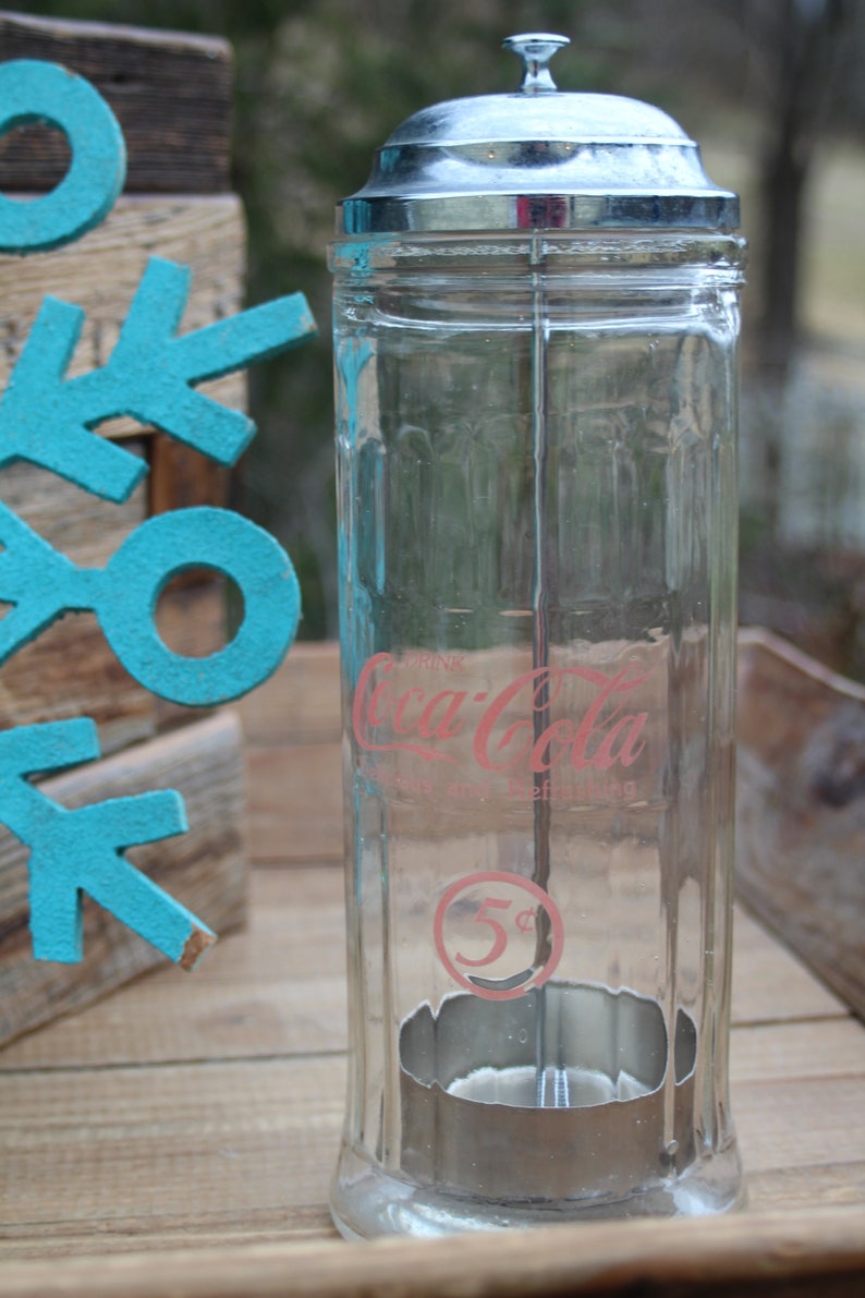 Vintage Diner Style Straw Dispenser, drink Cocacola Delicious and