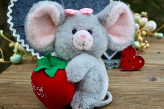 Vintage Russ Plush Mouse With Strawberry You re the Berry Best 8 Mouse Stuffed Animal With Tail Bow Large Ears Large Strawberry Etsy Australia