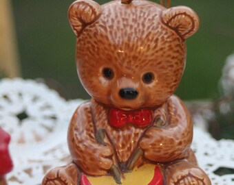 1980s Figural Teddy Bear Potpourri Ornaments From I.W. Rice, Set