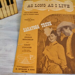 1944 Sheet Music &quot;As Long As I Live&quot; from the Movie Saratoga Trunk Starring Ingrid Bergman & Gary Cooper, 1940s Ballad