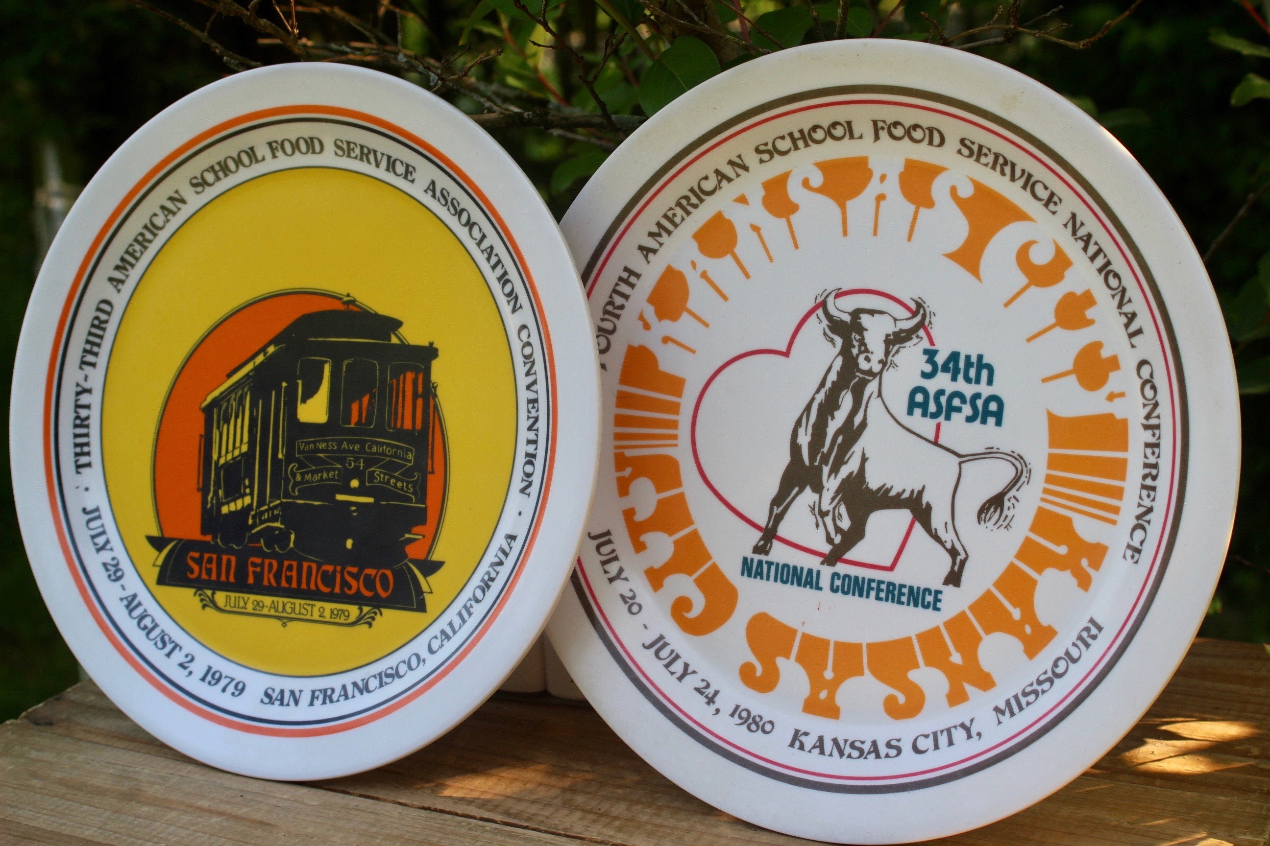 1979 & 1980 American School Food Service National Conference Plates ...