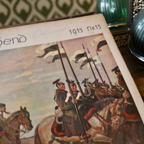 1915 Jugend Magazine, No 15, WWI German Pub w/ Illustrations in Color, Arpad Schmidhammer, Szeremley, Ernst Liebermann, Albert von Keller