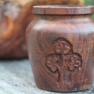 Vintage Hand Carved Indian Rosewood Vintage Spice Urn, Salt Cellar, Toothpick Holder, Pencil Holder
