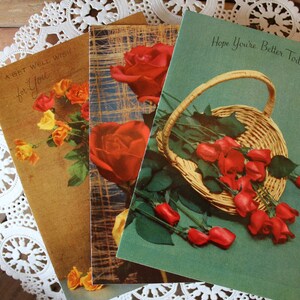 Boîte photochrome de roses éclatantes Mid-Century de cartes de vœux pour toutes les occasions, cartes d'anniversaire, d'anniversaire et de rétablissement sur le thème des roses inutilisées des années 1960