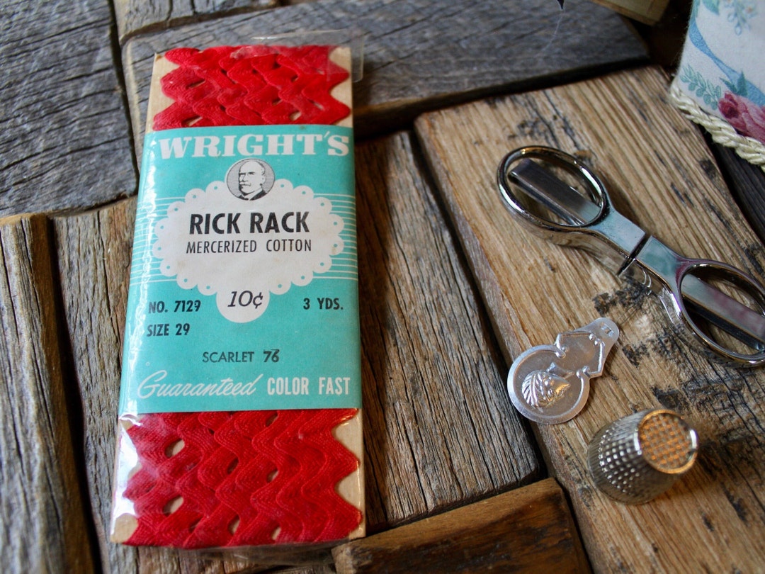 NOS Vintage Wright's Rick Rack in Scarlet, Red Mercerized Cotton Zig ...