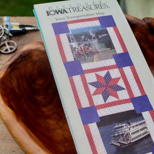 1988 Iowa Transportation Map, Discover Iowa Treasures Folded Map, Terry E. Branstad Governor, 38" X 26"