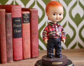 Vintage Buddy Lee Bobblehead - Lee Dungarees Jeans Advertising, "Since 1887 Cant' Bust 'Em", 7" Red Headed Bobble Head Boy in Lee Jeans