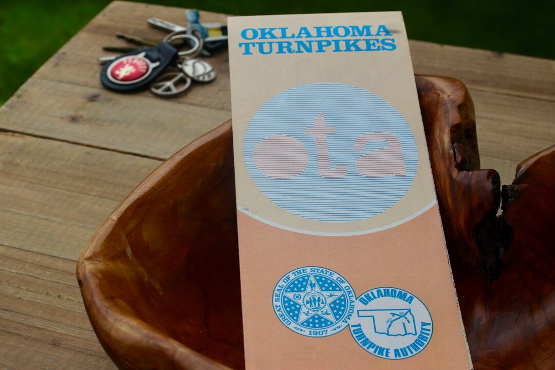 1985 Oklahoma Turnpikes Map, OTA Folded Map, Nigh Governor, 30 X