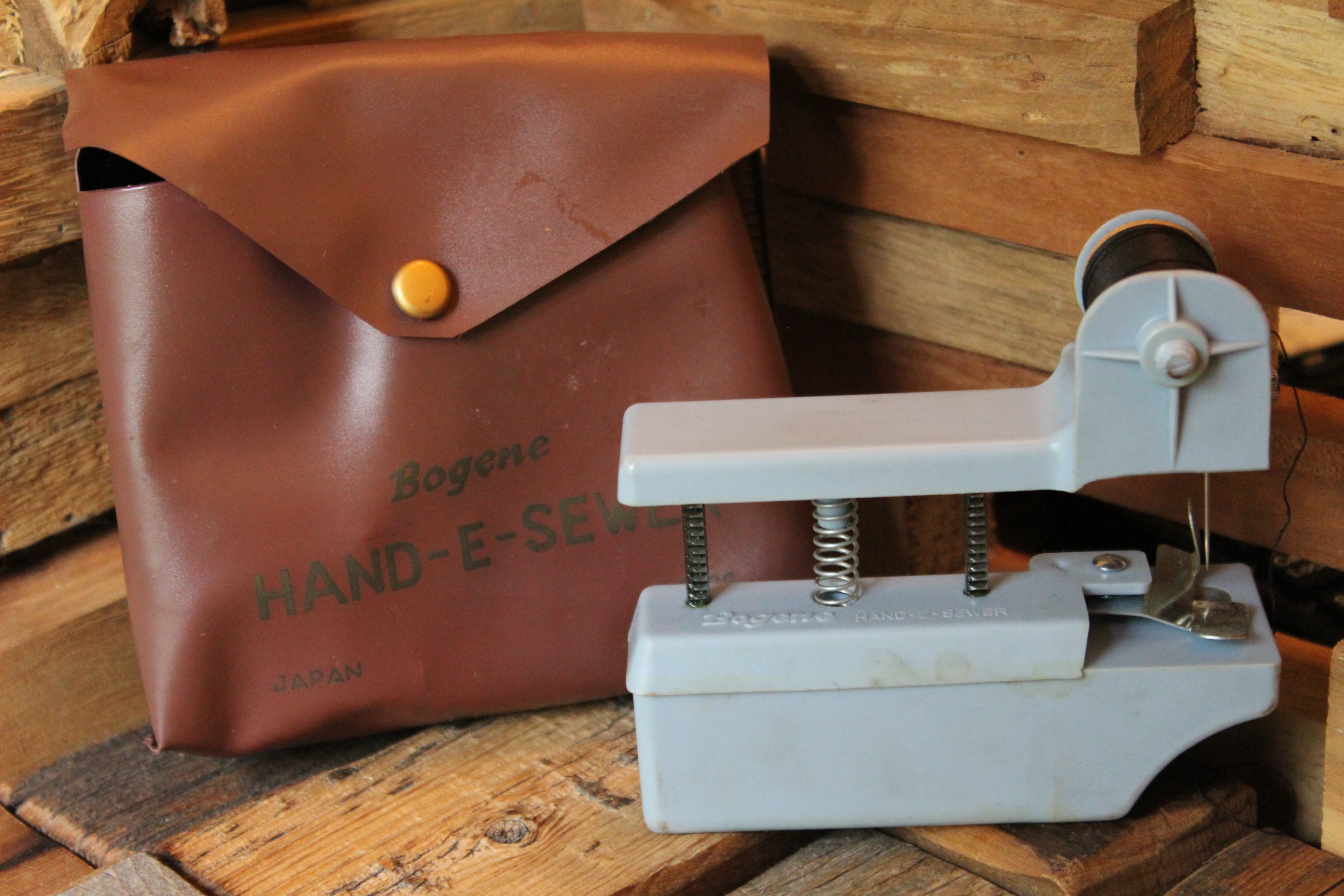 1960s Bogene Hand-e-sewer With Original Case Made in Japan