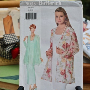 1997 Butterick Pattern #5033, Misses/Petite Jacket & Dress, Sizes 6-8-10, Sleeveless, Fitted Dress, and Flared, Loose-Fitting Jacket