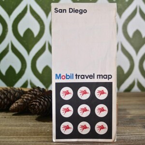 1973 San Diego Mobil Travel Map, carte pliée vintage Rand McNally, 45,5 po. X 18 po.