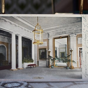 Carte postale antique de Washington, D.C. - Hall de la Maison Blanche, carte postale de photographie du début du XXe siècle, non étalée 5,5 x 3,5 pouces