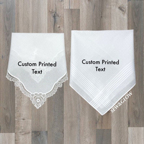 Custom Handkerchief, Printed Wedding Handkerchiefs, Personalized Wedding Hanky with Custom Text, Wedding Keepsake, Wedding Mementos Gift