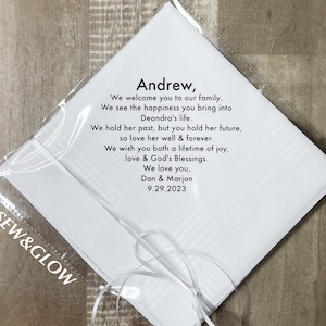 To My Son in law Gift / Wedding Handkerchief for Son In Law / Wedding Personalized Gift for Our Son In Law / Gift for the Groom From Mother