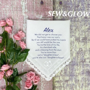 To My Daughter in law wedding gift / Personalized Wedding Handkerchief For Our Daughter-in-law / custom handkerchief for Daughter-in-law