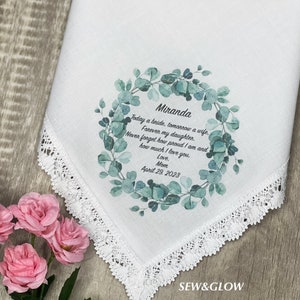 To My Daughter On Her Wedding Day / Personalized Wedding Handkerchief for the Bride / Wedding Gift From Mom and Dad / Wedding Keepsake