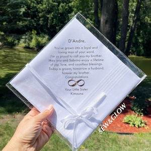 À mon frère le jour de son mariage / Mouchoir de mariage pour mon frère / Cadeau de mariage pour mon frère / pour le marié de ma sœur