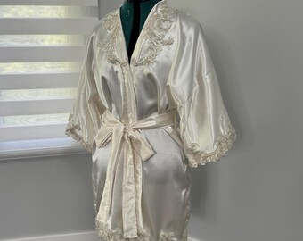 Custom Bridal Satin Robe / Repurposed entirely from your wedding dress / Personalized Robe with Lace made from Your Wedding Dress