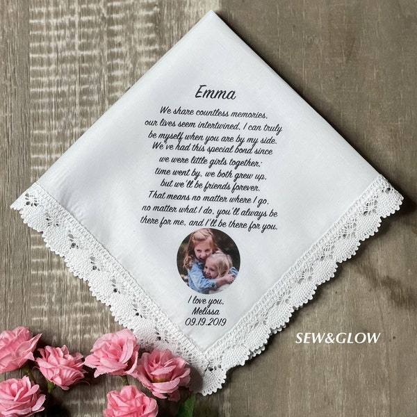 To My Sister On Her Wedding Day / Personalized Wedding Handkerchief for the Bride / Wedding Gift From Sister / Wedding Keepsake from Sis