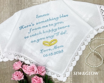 To My Daughter On Her Wedding Day / Personalized Wedding Handkerchief For My Daughter / Wedding Gift From Mom to Daughter / Something Blue