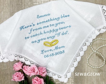 To My Daughter On Her Wedding Day / Personalized Wedding Handkerchief For My Daughter / Wedding Gift From Mom to Daughter / Something Blue