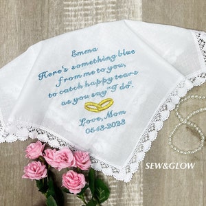 To My Daughter On Her Wedding Day / Personalized Wedding Handkerchief For My Daughter / Wedding Gift From Mom to Daughter / Something Blue