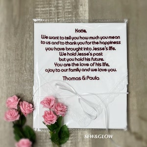To My Daughter in law wedding gift / Personalized Wedding Handkerchief For Our Daughter-in-law / custom handkerchief for Daughter-in-law