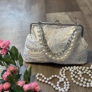 Repurposed Bridal Clutch from Moms Dress / Wedding Dress Clutch / Wedding Purse made from Moms wedding dress / repurposed keepsake