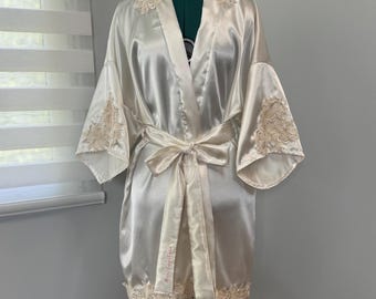 Custom Bridal Satin Robe / Repurposed entirely from your wedding dress / Personalized Robe with Lace made from Your Wedding Dress