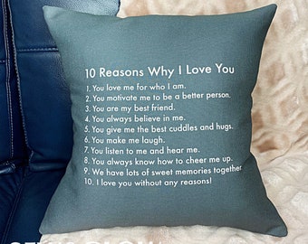 Reasons Why I Love You Gift For Him Her / I Love You Personalized Pillow For Her Him / Valentine’s Day Sentimental Gift For Him Her / Love