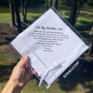 To My Brother On His Wedding Day / Wedding Handkerchief for My Brother / Wedding Gift for my Brother / for the Groom from Sister