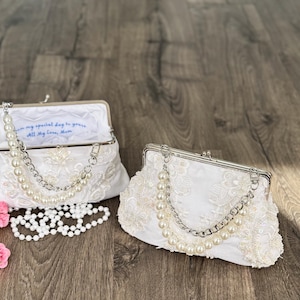 Repurposed Bridal Clutch from Moms Dress / Wedding Dress Clutch / Wedding Purse made from Moms wedding dress / repurposed keepsake