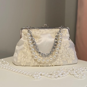 Repurposed Bridal Clutch from Moms Dress / Wedding Dress Clutch / Wedding Purse made from Moms wedding dress / repurposed keepsake