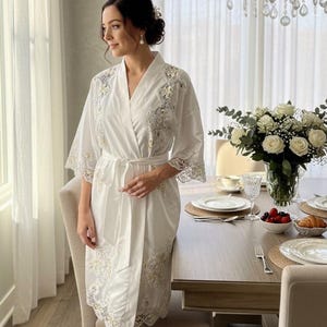 Custom Bridal Satin Robe / Repurposed entirely from your wedding dress / Personalized Robe with Lace made from Your Wedding Dress